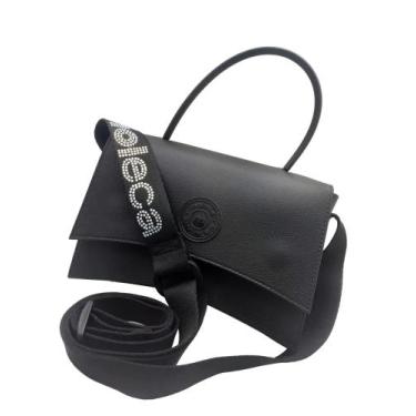 Imagem de Bolsa PVC Preta Moleca Feminina Alça Gorgurão - 835 - Mobelli Cosmétic