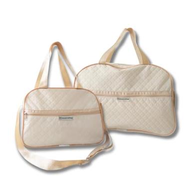 Imagem de Kit Mala Saida Maternidade Bebe Bege Menina Menino Bolsa Reforçada Alça Ombro Bolso Passeio Viagem
