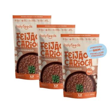 Imagem de FEIJÃO CARIOCA TEMPERADO SEM PANELA DE PRESSÃO HOLYFOODS 120G - 3 UND