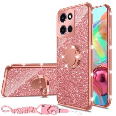 Imagem de nancheng Capa para celular Motorola Moto G Stylus 5G 2025 de 6,7 polegadas meninas mulheres linda capa transparente de silicone macio de luxo com anel suporte alça de cordão capa de proteção à prova