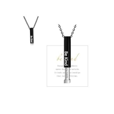 Imagem de bike8 Colar Be Kind ...Of A B - Colares com mensagem oculta para mulheres, gravura 3D, colar de barra vertical, colar com pingente de mantra de incentivo de aço inoxidável, presente de amizade