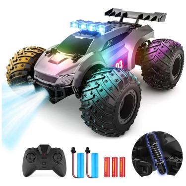 Imagem de Carrinho de Controle Remoto 4x4 Off Road, com Luzes de LED, Recarregável, EPOCHAIR, Preto