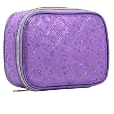 Imagem de Estojo Box, Verniz Glitter Estrelas, Lilás, Com Divisões Para 100 Pens