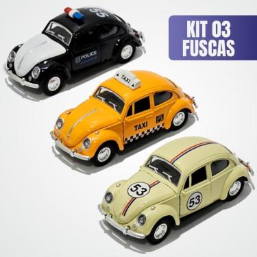 Imagem de Kit 3 Super Carrinhos Miniatura Fusca Colecionador Fricção