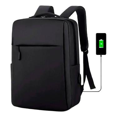 Imagem de Bolsa Mochila Porta Notebook 15,6 Preto Impermeável Usb Preto