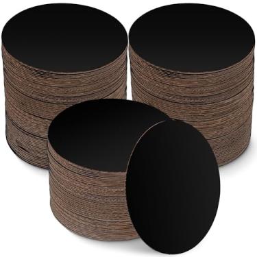 Imagem de Potchen 100 tábuas redondas de bolo, 15 cm, círculos de papelão, pizza, à prova de gordura, círculos de papelão, base de bolo, para decoração de alimentos, suprimentos de festa (preta)