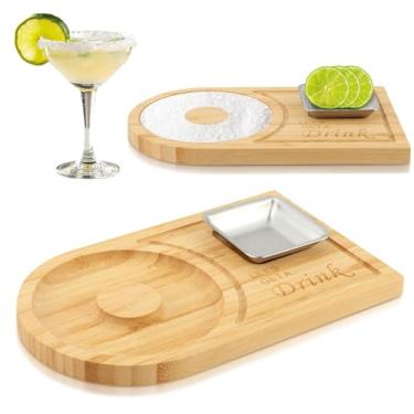 Imagem de LVOERTUIG Conjunto de escorredor de sal Margarita para aros de até 12,7 cm, aro de vidro de madeira, espremedor de sal para coquetéis, conjunto de borda Margarita com tigela e quarto, acessórios de