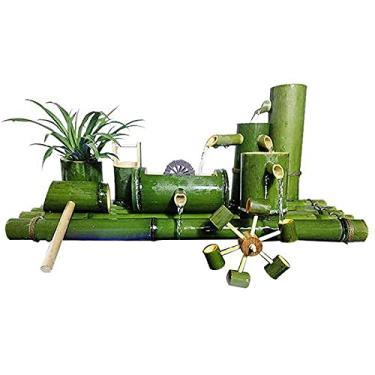 Imagem de Características de água para o jardim pássaro fonte de banho dispositivo de água de bambu cerâmica tanque de peixes filtro de peixe tubo de bambu ornamentos