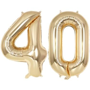 Imagem de Champagne Large Number 40 Balloon, 40 Inch Light Gold Foil Helium Number Balloons, Giant Mylar Number 40 Balloons for 40 Years Old Birthday Party Anniversary Decorations (Champagne Gold 40)