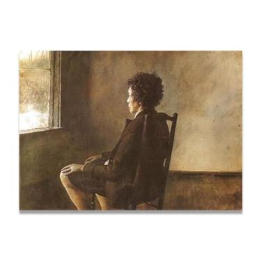 Imagem de Impressão em tela Up In The Studio Andrew Wyeth - Arte de realismo americano, aquarela e pintura de têmpera de ovo para decoração de casa 20 x 28 cm