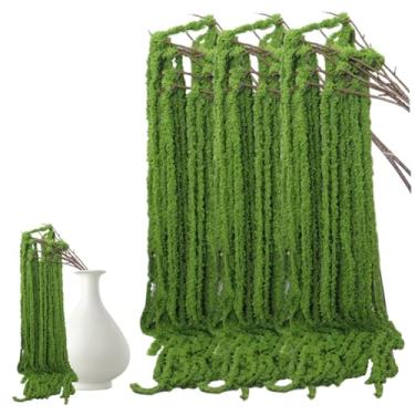 Imagem de 5 peças de flores artificiais amaranto 129,5 cm realistas verdes secas penduradas para buquê de casamento, decoração de jardim, amaranto