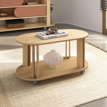 Imagem de Mesa de Centro com Rodinhas 2 Prateleiras Mundi Artely, Naturale