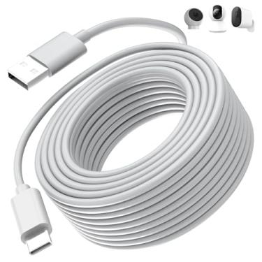 Imagem de Cabo USB C de 10 m/33 m, cabo de extensão de alimentação longo para câmera Xiaomi Mi 2K/CCTV/Blink Mini 2/Eufy, câmeras de segurança internas, USB para USBC, cabo interno externo com clipes de arame