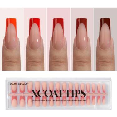 Imagem de Press On Nails btartbox nails XCOATTIPS French Tip Red 150 unidades - 