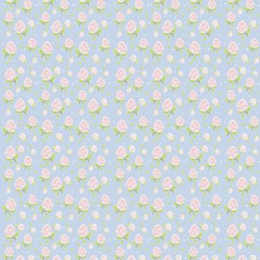 Imagem de Papel Parede Floral Azul Com Rosas Vermelhas Autocolante