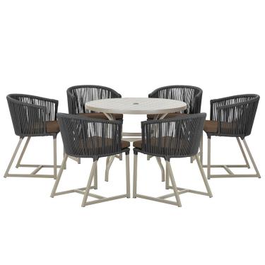 Imagem de Mesa com 6 Cadeiras de Jantar Roma 120cm e Noronha em Alumínio