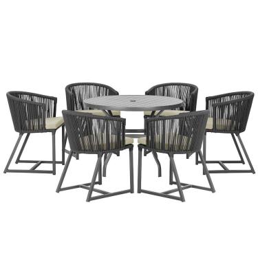 Imagem de Mesa com 6 Cadeiras de Jantar Roma 120cm e Noronha em Alumínio