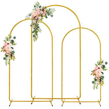 Imagem de HOEGMST Pacote Com 3 Suportes Para Arco De Casamento, Suporte Balões Em Metal Dourado (1,8 M, 1,1 M), Conjunto Decorações Aniversário, Chá Bebê, Festa
