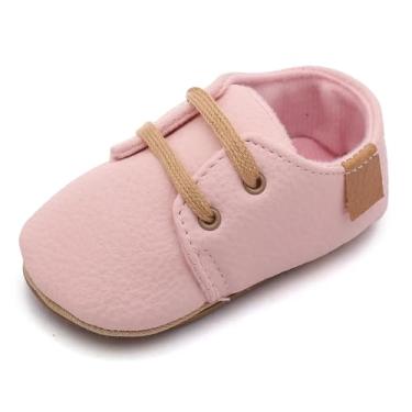 Imagem de Greceen Sapatos Oxford para meninos e meninas mocassins de couro PU são adequados para engatinhar, vestidos de casamento, festas de aniversário e qualquer ocasião, 44-rosa, 12-18 Months Toddler