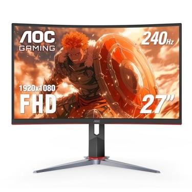 Imagem de AOC C27G2Z Monitor de jogo ultra rápido sem moldura curva de 27 polegadas, FHD 1080p, 0,5 ms 240 Hz, FreeSync, HDMI/DP/VGA, altura ajustável, 3 anos de garantia de pixeis mortos