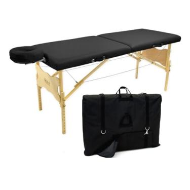 Imagem de Maca Profissional Portátil Antares Legno – Altura Regulável, com Bolsa de Transporte, Preta (Preto)