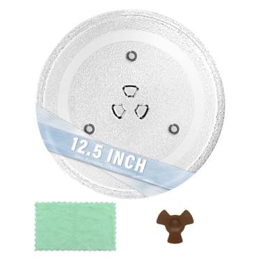 Imagem de LUBIYACK Substituição de placa de micro-ondas de vidro de 31,8 cm para WB39X10002 Bandeja giratória de forno com design em forma de Y para melhor reaquecimento e distribuição uniforme de calor