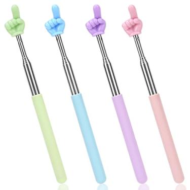 Imagem de TOCCOOL 4 peças ponteiro telescópico para professores de 20 a 68 cm - Ferramenta de apresentação portátil para sala de aula para quadro branco e palestras (azul/verde/rosa/roxo)