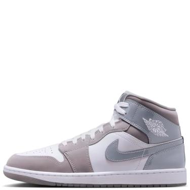 Imagem de Nike Tênis Masculino Air Jordan 1 Mid Se (Hf3216-100, Branco/Cinza Médio/Cinza Frio) Tamanho 12