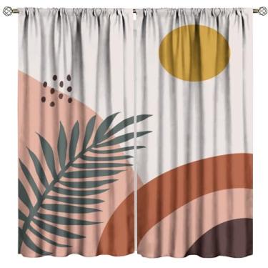 Imagem de Cortinas Boho de Meados do Século Moderno, Boêmia, Geometria Abstrata, Folhas de Filtragem de Luz, Bolso de Haste, Tratamento de Janela Blackout para Sala de Estar, Quarto, Cozinha, Decoração de