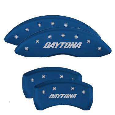 Imagem de MGP Caliper Covers - Capas de pinça de freio para Dodge Challenger 2011-2023 e Dodge Charger 2011-2023 (requer pinça dianteira de pistão duplo) conjunto dianteiro e traseiro - logotipo DAYTONA gravado