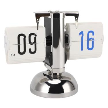 Imagem de Relógio de Flip -Flip Automático, Relógio de Mesa Mecânica Minimalista Vintage Com Números Grandes e Fáceis de Ler, Base Requintada, Adequada para (Versão em aço inoxidável de