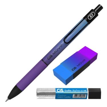 Imagem de Kit Escolar, 3 Peças, Lapiseira 0.7mm + Borracha Degradê + Grafite 2B (Roxo)