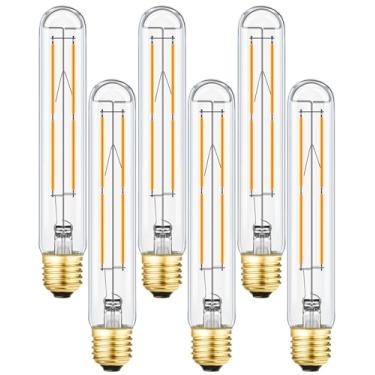Imagem de Leools Lâmpada Led E26 Regulável Leools, 8 W, Equivalente A 75 Watts, Edison 2700 K, Branco Quente, Ac120 V, 800 Lm, Tubular, T9 T10, Para Pendentes Rústicos, Lustres, Arandelas, Pacote Com 6 Unidad