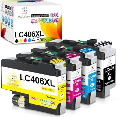 Imagem de Miss Deer Cartuchos de tinta LC406XL para impressora Brother, substituição compatível com Brother LC406 XL LC 406 para MFC-J4335DW MFC-J5855DW MFC-J6955DW MFC-J6555DW MFC-J4535DW MFC-J5955DW 4 pacotes