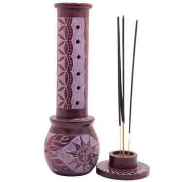 Imagem de KC KULLICRAFT Suporte de bastão de incenso vermelho de mármore | Queimador de vela | Suporte de luz de chá - Escultura Jaali feita à mão redonda para presente. Decoração decorativa para casa e escritório - (2,5 x 2,5 x 2,5 cm)