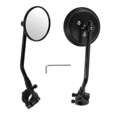Imagem de VekAuto 1 conjunto de espelhos retrovisores de motocicleta espelhos de guidão universal ajustável ferro plástico preto M10 forma redonda