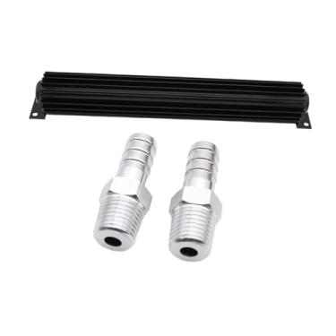 Imagem de JicSuXi Refrigerador de óleo de transmissão de 18" com encaixe, refrigerador de óleo de tanque de alumínio para caminhão, automóvel, carro, veículo, Preto