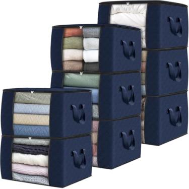 Imagem de Pacote De 6 Armazenamento De Roupas, Sacos De Armazenamento De Cobertor De Tecido Grosso Dobrável, Recipientes De Armazenamento Para Organização De Quarto, Armário, R, Black, 2pack