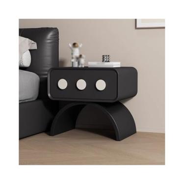 Imagem de Mesa De Cabeceira Estreita Com Couro Totalmente Revestido E Fina Com Gavetas Para Quarto, Sala De Estar E Dormitório(Black,19x15x18")