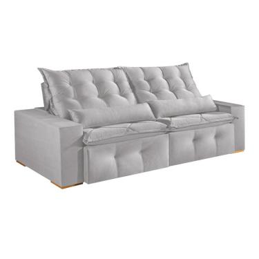 Imagem de Sofá 3 Lugares Retrátil e Reclinável França Veludo Prata 210 cm