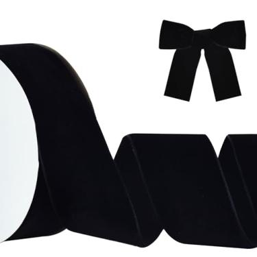 Imagem de TONIFUL Fita de veludo preta 5 cm x 25 m, fitas de veludo vintage, para decoração de guirlanda de Natal, ornamentos artesanais para embrulho de presente e fabricação de laços, embalagem de buquê de