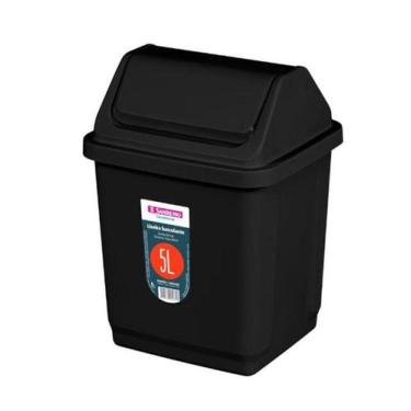 Imagem de Lixeira Pequena de Plástico Basculante 5L Preta Sanremo