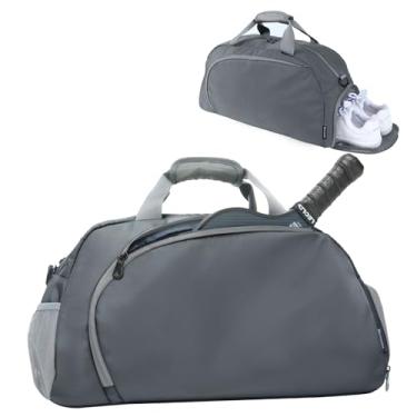 Imagem de Bolsa esportiva de viagem para homens e mulheres, bolsa de ginástica, bolsa de ombro para fim de semana com bolso molhado e compartimento para sapatos, Cinza escuro