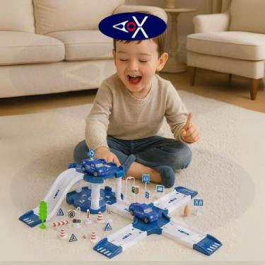 Imagem de Brinquedo Garagem Carros Polícia 2 Andares Infantil Acessórios 40 Peça