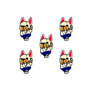 Imagem de Bru_289 Conjunto de 5 peças Mini Bulldog Francês Filhote de Cachorro Remendos Bonito Logotipo de Desenho Animado 6 Patches Costurar Ferro em Aplique Bordado Emblema Placa Remendo Roupas DIY Fantasia