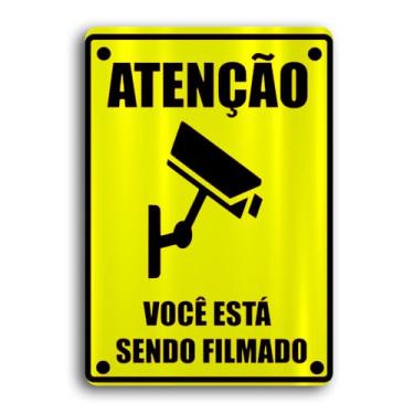 Imagem de Placa de Metal Atencao voce esta sendo filmado 20cmx30cm