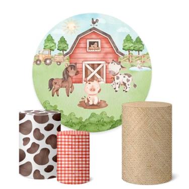 Imagem de Trio Capas Cilindro + Painel Sublimado 1,50m Fazendinha (K1FZD034)