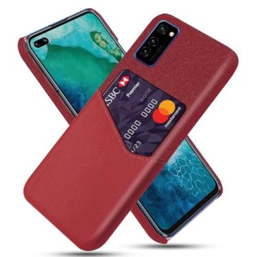 Imagem de Capa para Huawei Honor V30 PRO,Anti-deslizamento,Proteção contra quedas de 360°,Resistência à impressão digital,Tela e caso de couro PU com 1 slot de cartão atrás-Red