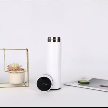 Imagem de Garrafa Térmica com Aço Inox e Termômetro Led Digital 500ml (Branca)
