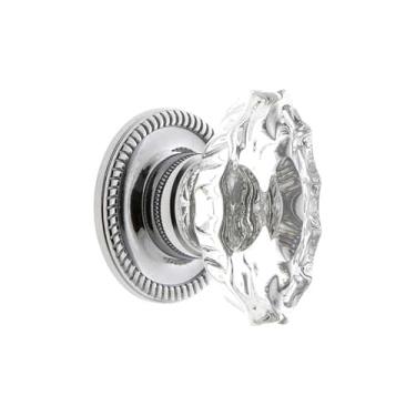 Imagem de Grandeur Puxador de armário de cristal Biarritz de 3,5 cm com roseta Newport em cromo brilhante